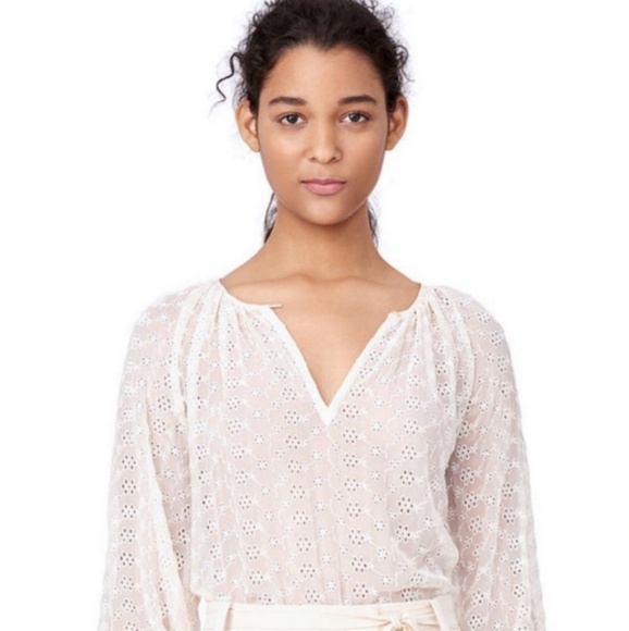 Rebecca Taylor Tops - Rebecca Taylor silk white eyelet blouse size 2
